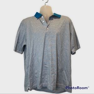 Bobby Jones Mens Blue and White Stripe Polo Size XL